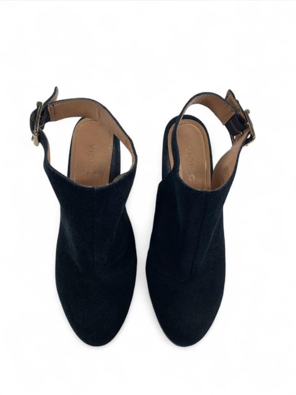 Vionic Lacey Tortoise Black Suede Heels Ankle Strap Size 8 - Picture 6 of 7